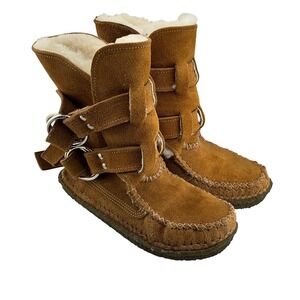 Quoddy Made in Maine Suede Leather Shearling Buckle Winter‎ Booties Women Size 6